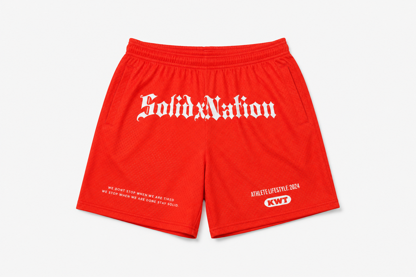 Red mesh short